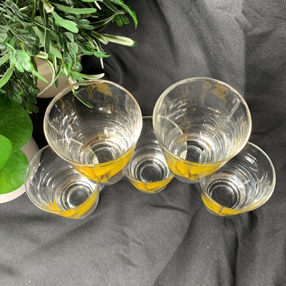 Set of 5 vintage Homer Laughlin AUTUMN GOLD wheat pattern lowball /rocks glasses - Picture 4 of 6